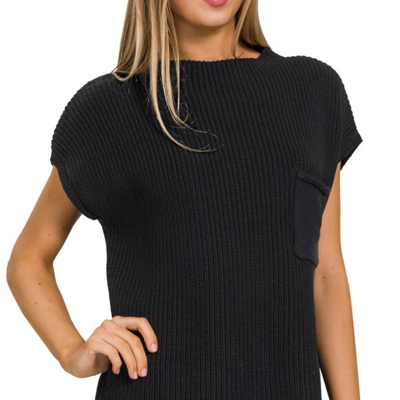 ✨NWT Zenana Mock Neck Short‎ Sleeve Sweater - Picture 1 of 3